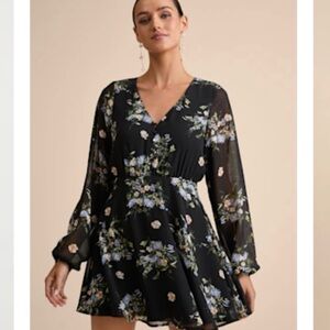 Lulus Floral Black Dress